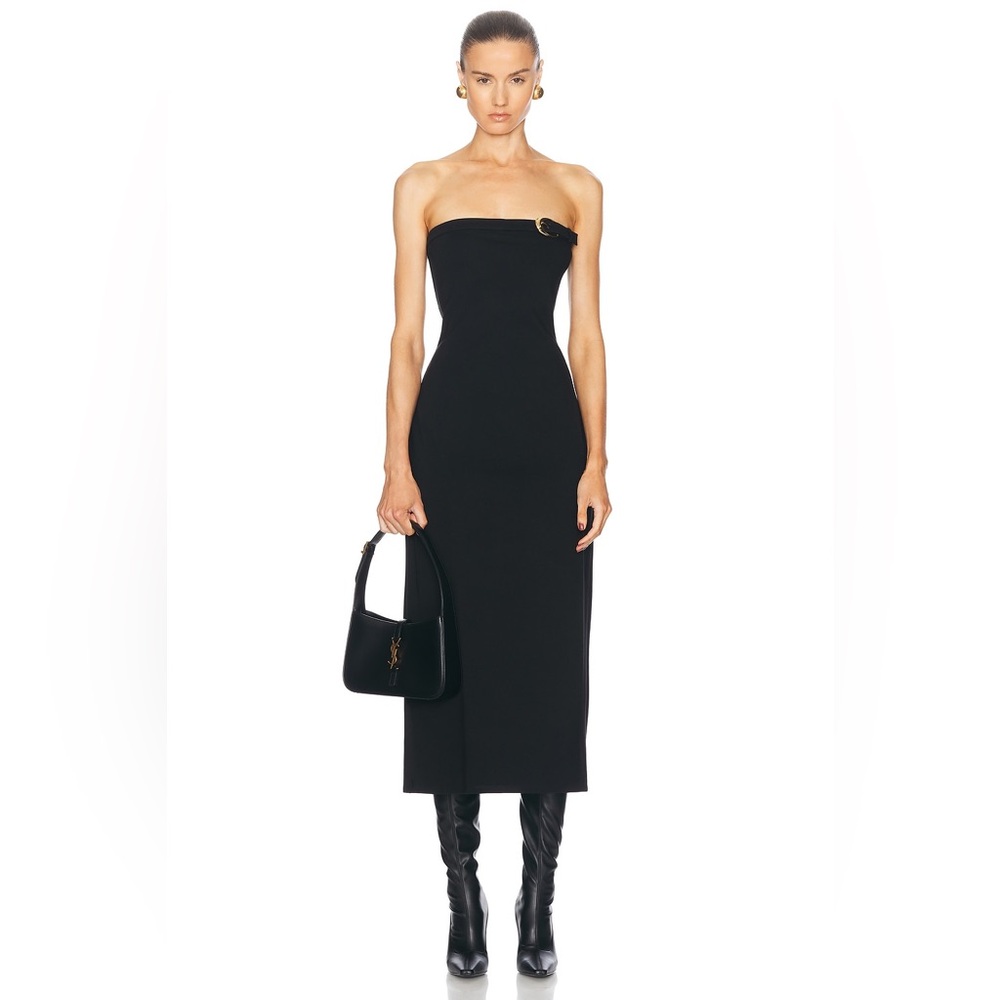 STAUD Beekman Strapless Dress with Buckle Detail